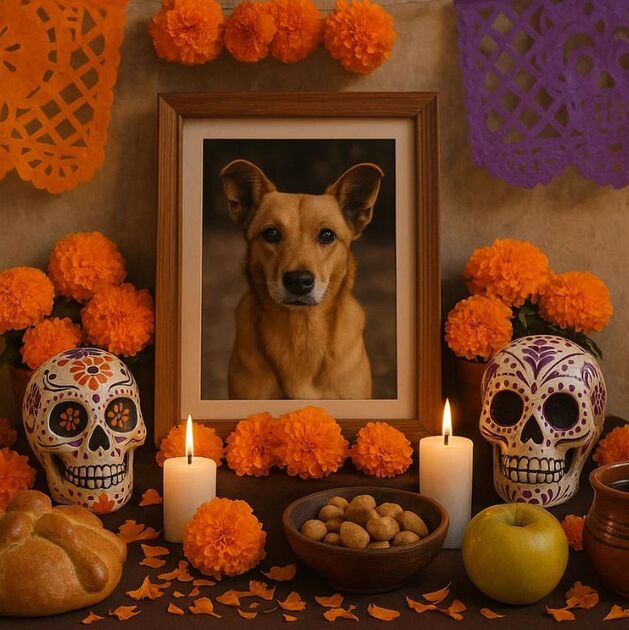 Ofrenda de Día de Muertos para mascotas: Cuándo se pone y qué lleva Foto: Sora)