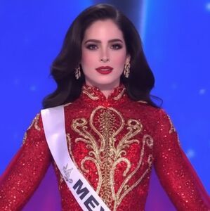 Fátima Bosch en Miss Universo 2025 con su vestido de gala (IA)