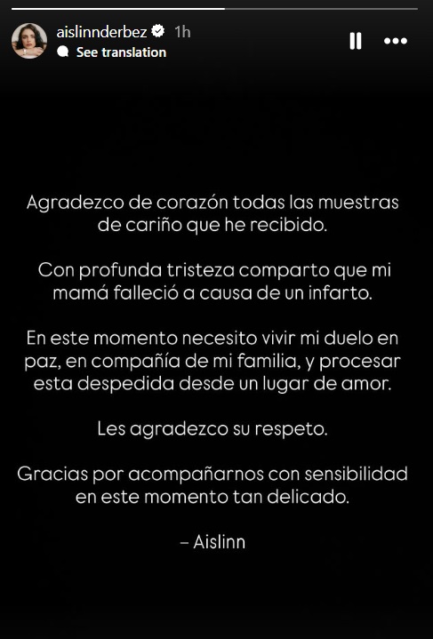 Aislinn Derbez manda mensaje tras la muerte de su mamá (Foto: Instagram)
