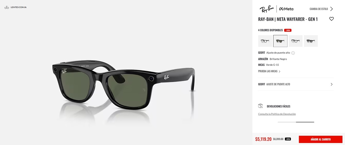 Oferta de los Ray-Ban Meta Wayfarer (Gen 1) (Foto: Ray-Ban)