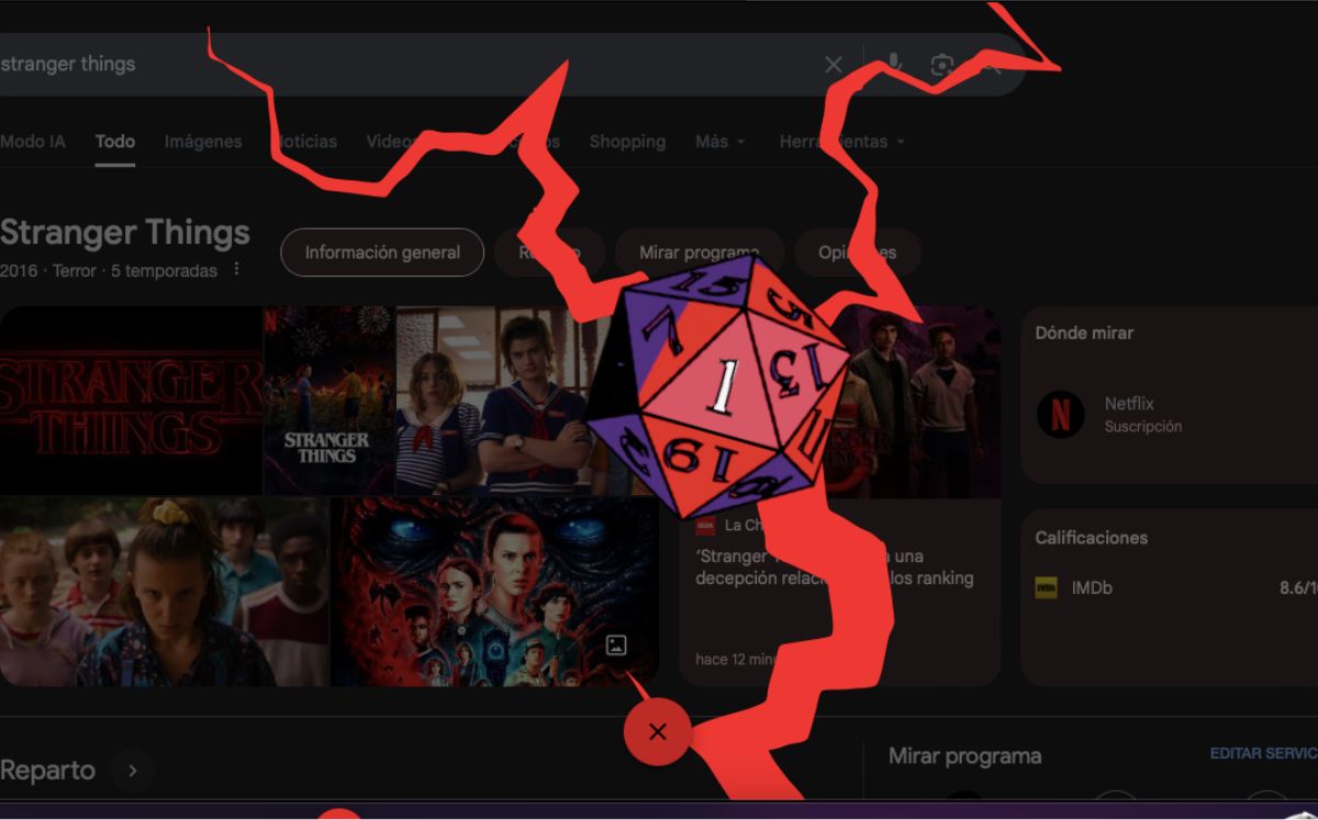 Cómo se rompe la pantalla en Google por "Stranger Things" (Google)