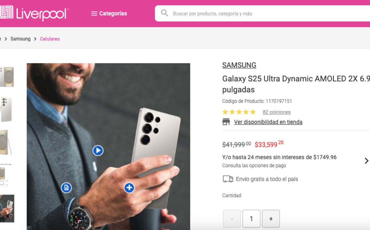 Liverpool aplica un gran descuento al Galaxy S25 Ultra de 1 TB durante su Venta Nocturna (IA)