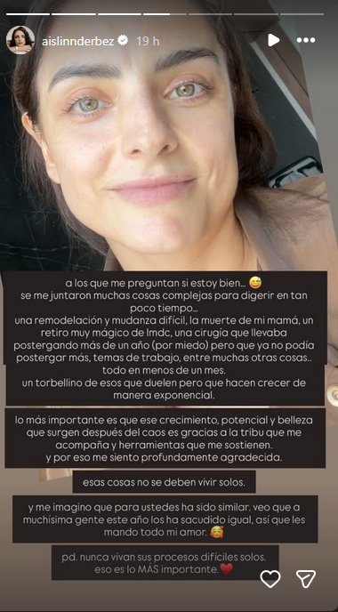 Aislinn Derbez vía historias de Instagram (Foto: IG)