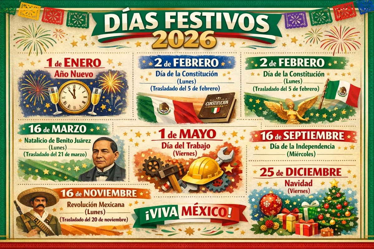 Calendario de días festivos 2026 (Foto: IA)