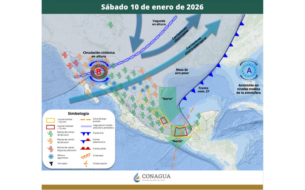 Clima hoy, 10 de enero (SMN)