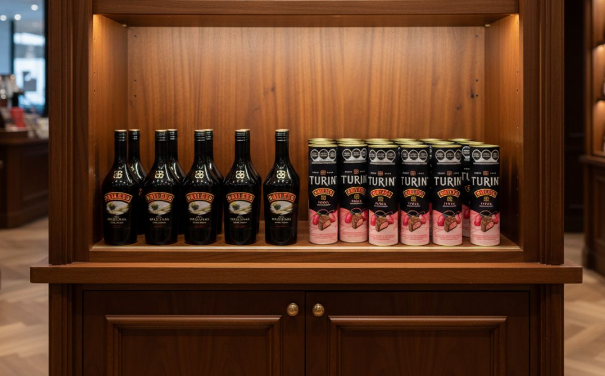 Baileys Original acompañada de chocolates Turin (IA)