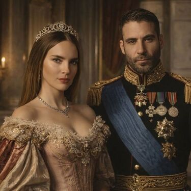 Filtran las primeras fotos de Belinda como Carlota en la serie con (Foto: IA)