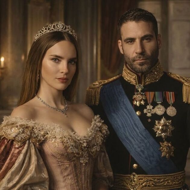 Filtran las primeras fotos de Belinda como Carlota en la serie con (Foto: IA)