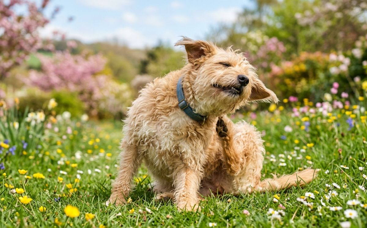 La primavera aumenta las alergias en perros (IA)