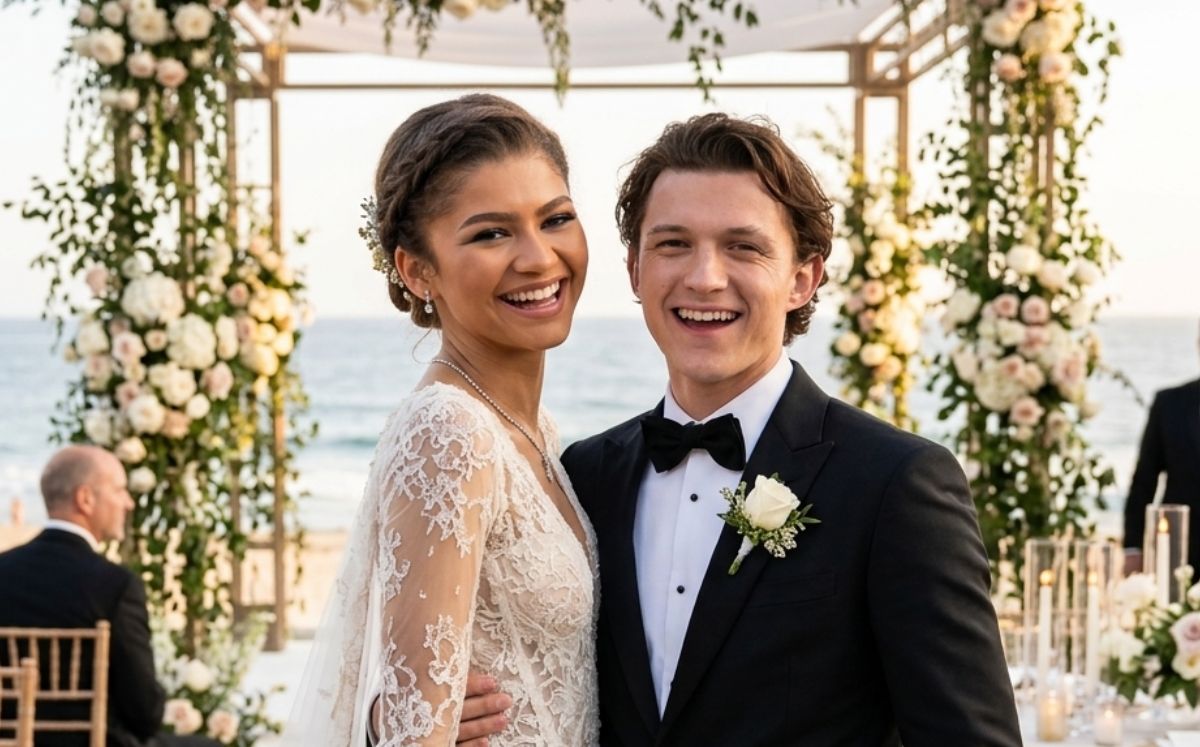 Tom Holland publicó una imagen de Zendaya vestida de novia y las redes explotaron (IA)