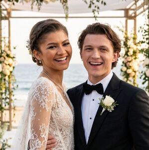 Tom Holland publicó una imagen de Zendaya vestida de novia y las redes explotaron (IA)