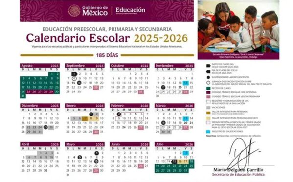 Calendario escolar 2025-2026 (Gobierno de México)