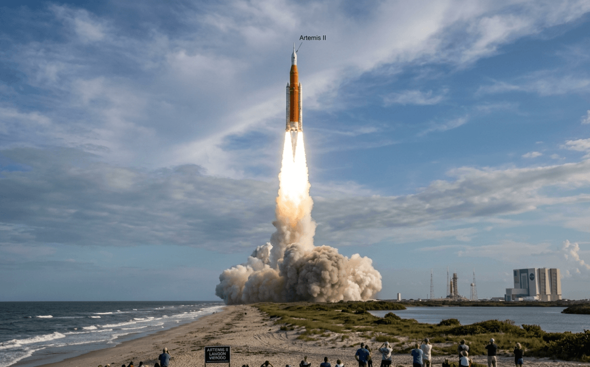 Misión a la Luna de Artemis ll (Imagen IA)