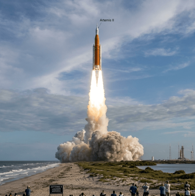 Misión a la Luna de Artemis ll (Imagen IA)