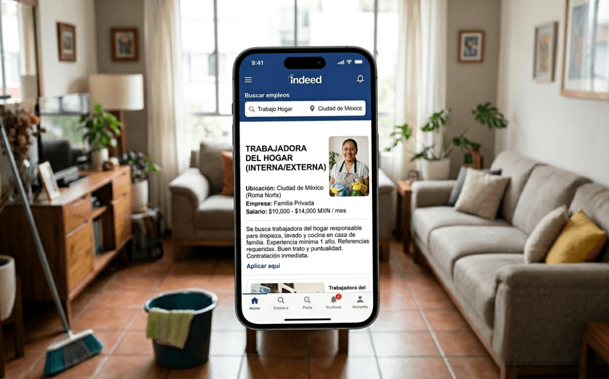 Plataformas de búsqueda de trabajadoras del hogar (Imagen IA)