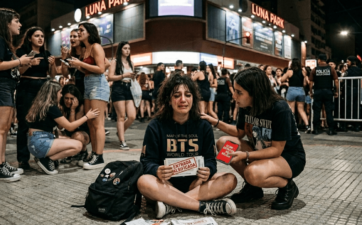 Estafas a fans de artista con boletos falsos (Imagen IA)