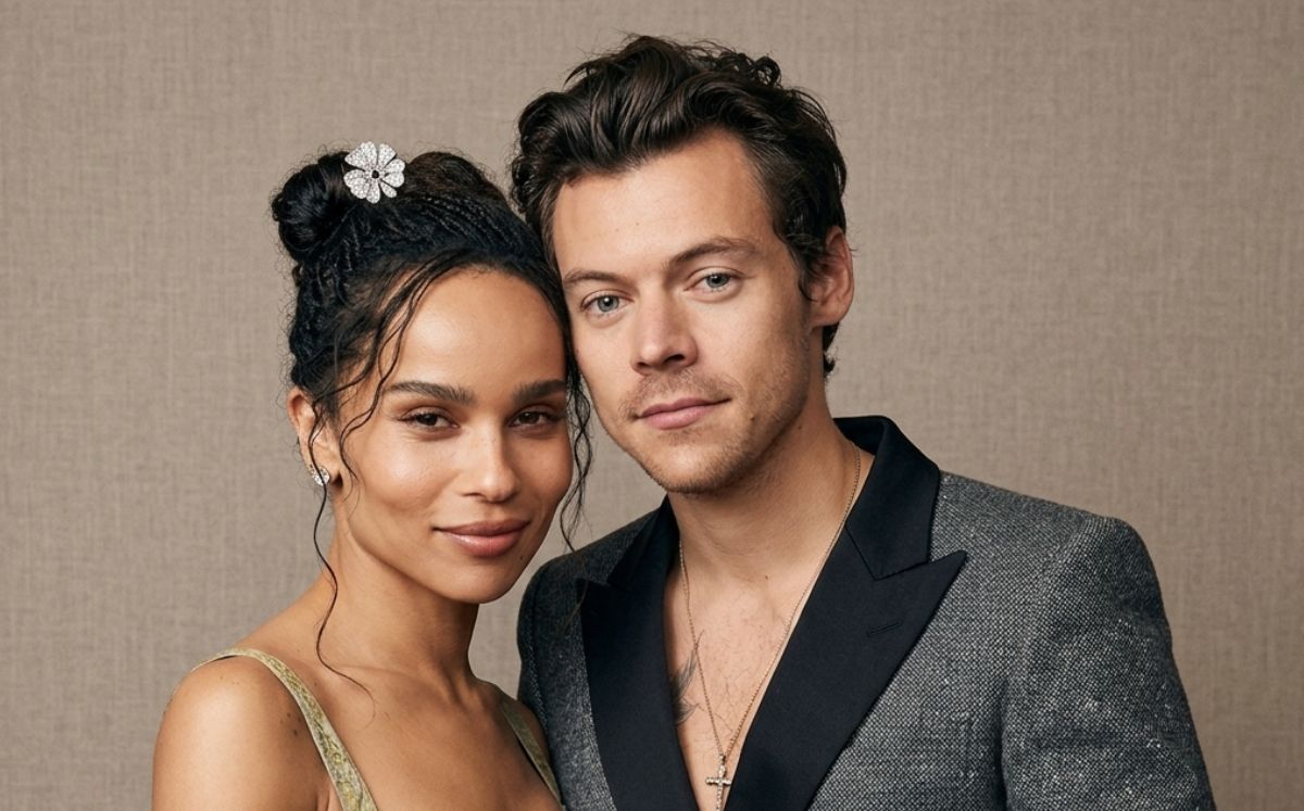 Zoë Kravitz fue vista con un anillo mientras besaba a Harry Styles (IA)