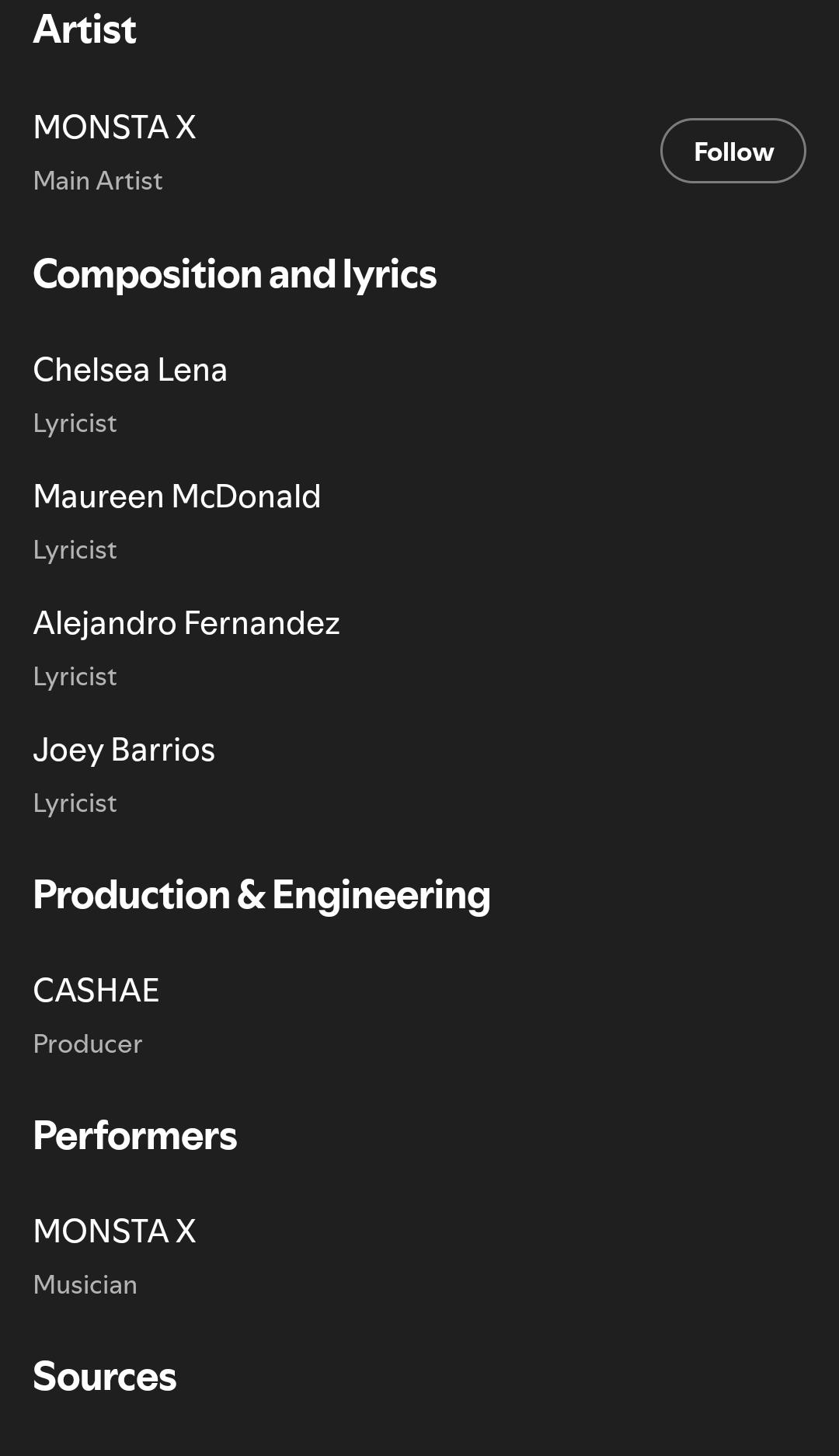 El nombre de Alejandro Fernández en la canción (Foto: Spotify)