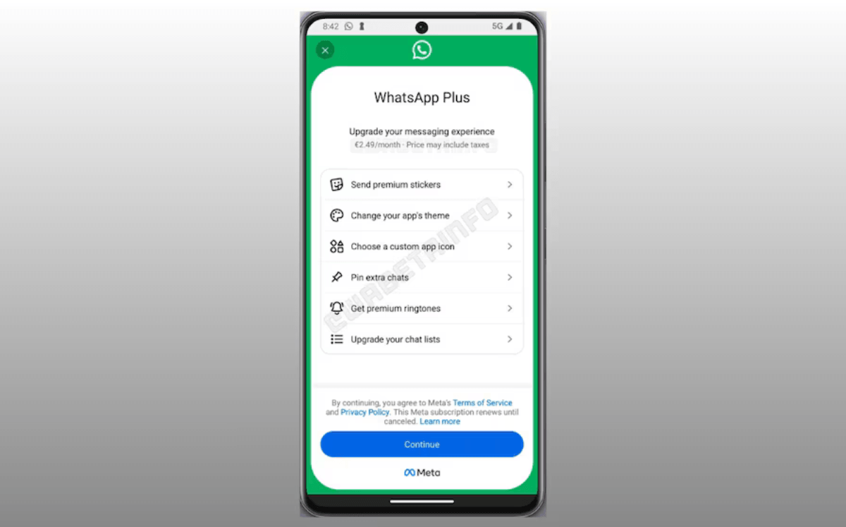 WhatsApp Plus ofrece una suscripción mensual. (WABetaInfo)