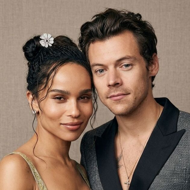 Zoë Kravitz fue vista con un anillo mientras besaba a Harry Styles (IA)