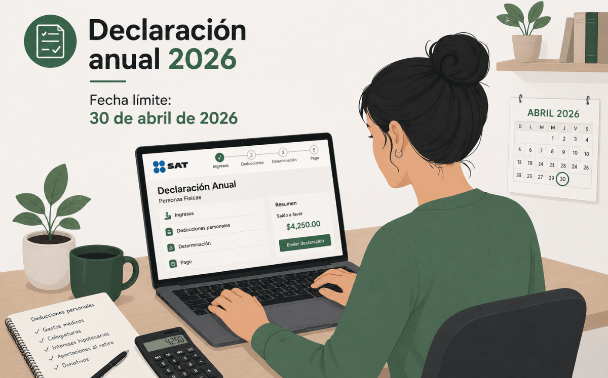 Realiza tu declaración anual del SAT 2026 (Imagen IA)
