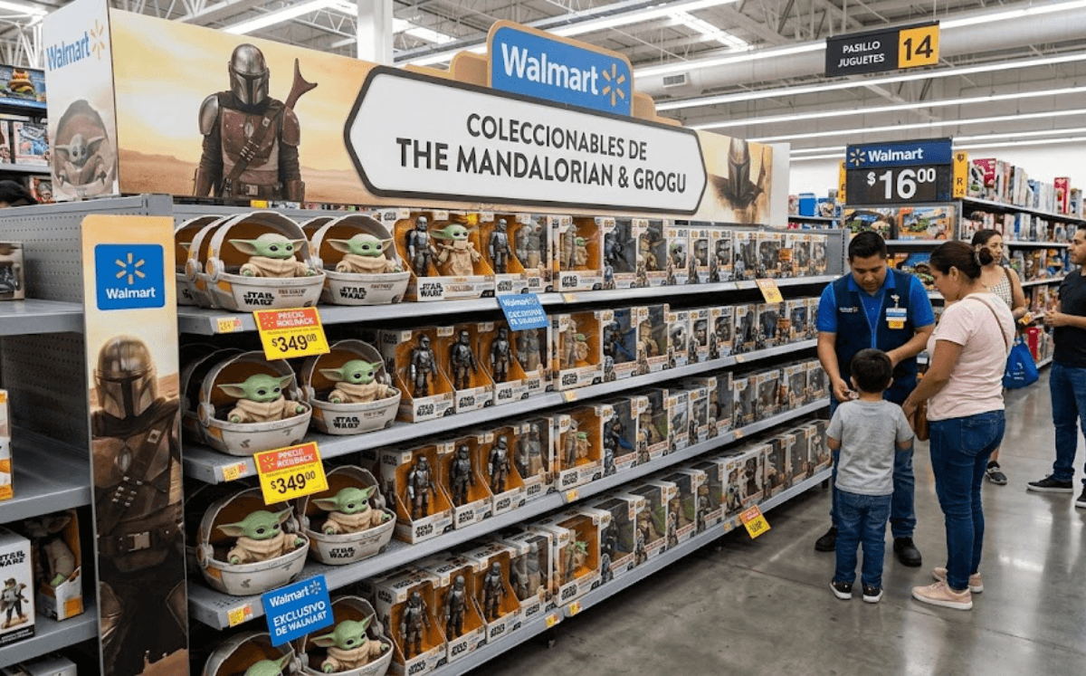 Coleccionables de "The Mandalorian & Grogu" en Walmart (Imagen IA)