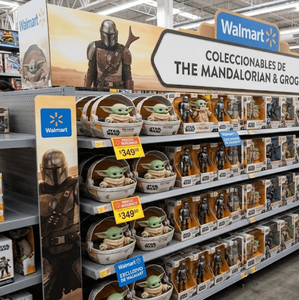 Coleccionables de "The Mandalorian & Grogu" en Walmart (Imagen IA)