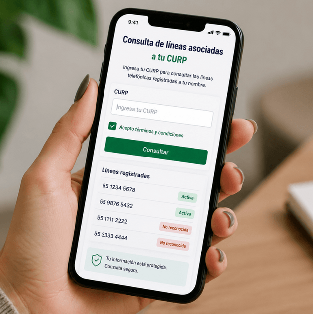 Verificar las líneas registradas con tu CURP puede ayudarte a prevenir fraudes. (Imagen: IA)
