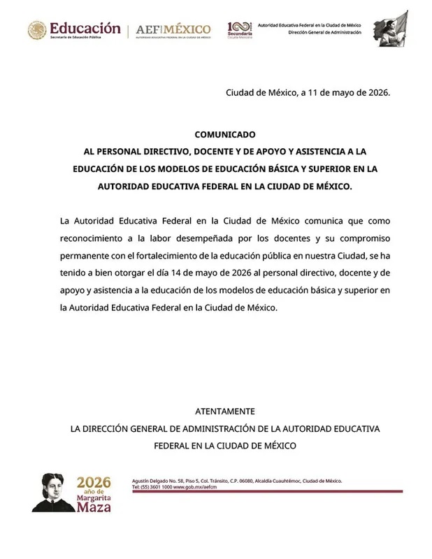 Disposición oficial emitida por la Autoridad Educativa Federal en la Ciudad de México (Foto: X)