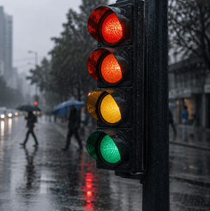 Semáforo de alerta por lluvias en México (Imagen IA)