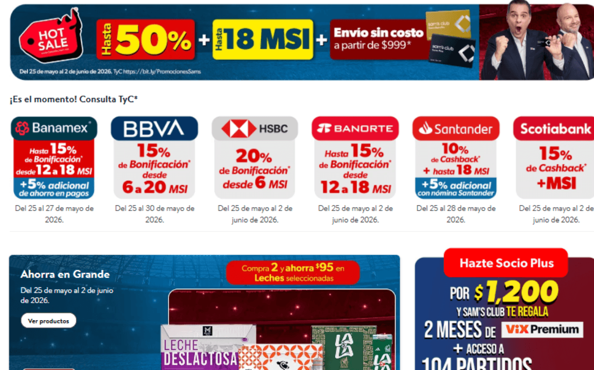 Bancos participantes (Imagen home Sam´s Club)