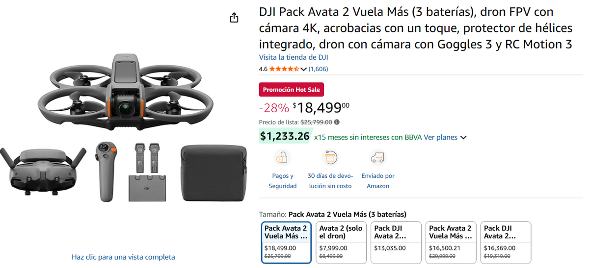 Amazon remata dron DJI Avata 2  por el Hot Sale (Foto: Amazon)