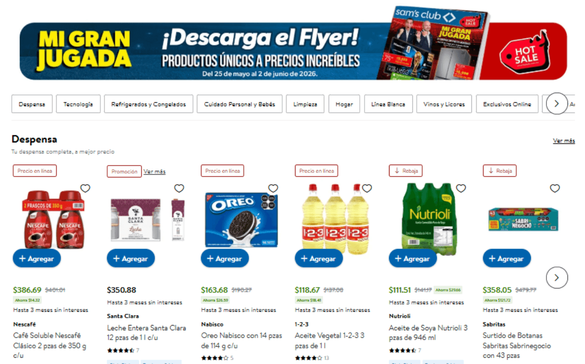 Home Sam's Club (Imagen Sam's Club)