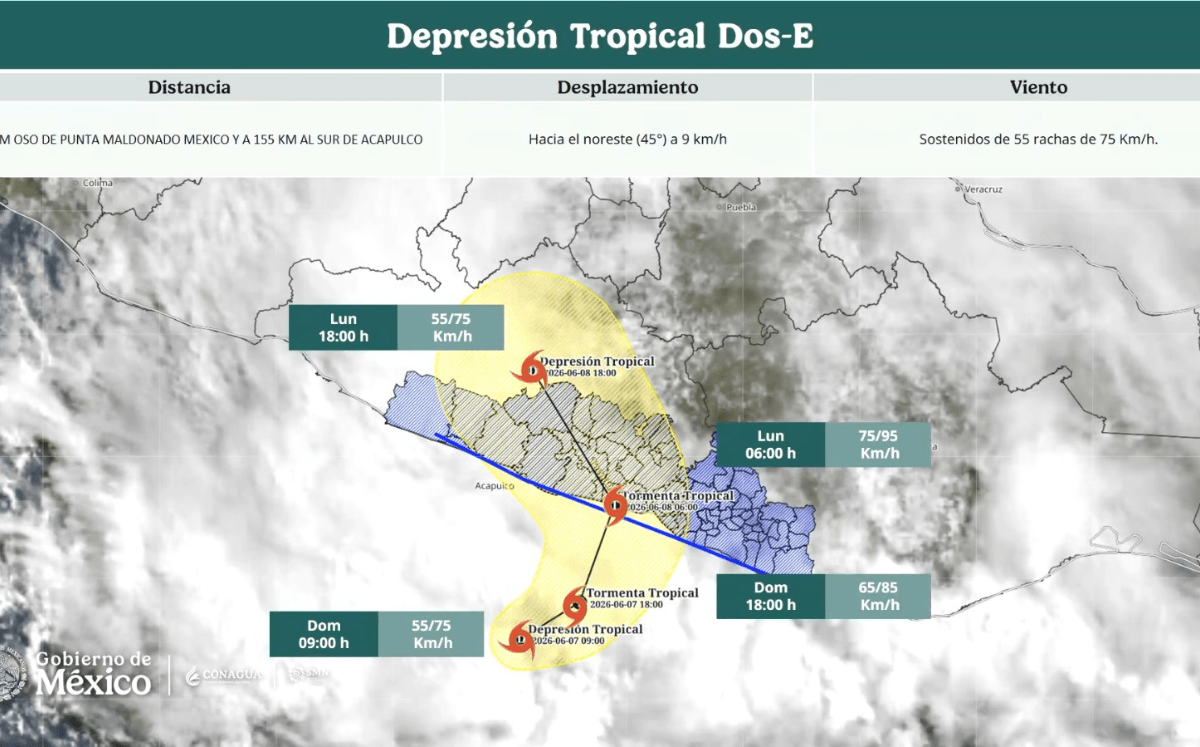 Ciclón Depresión tropical Dos-e (Imagen Conagua)