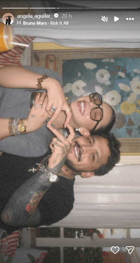 Ángela Aguilar y Christian Nodal  en historias de Instagram (Foto: Instagram)