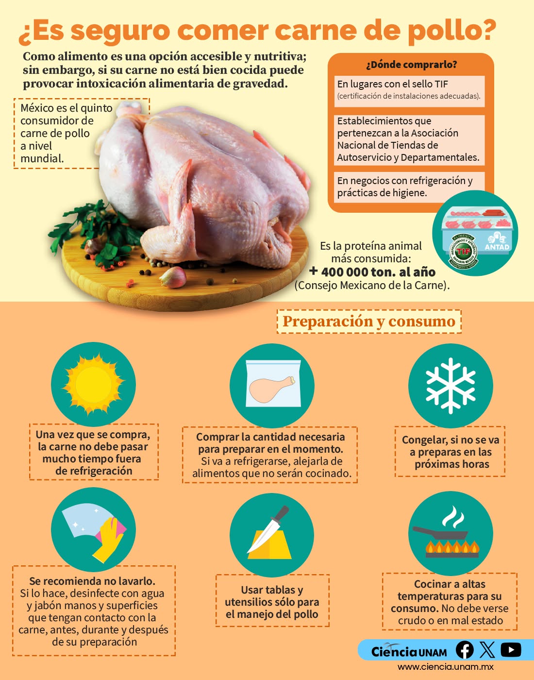 Infografía de Ciencia UNAM sobre el pollo (Foto: Facebook Ciencia UNAM)