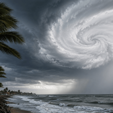 Ciclón tropical uno en Golfo de México (Imagen IA)