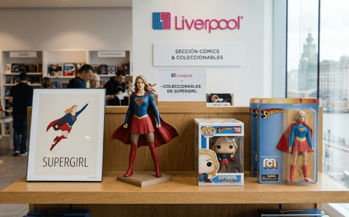 Coleccionables de "Supergirl" en Liverpool (Imagen IA)