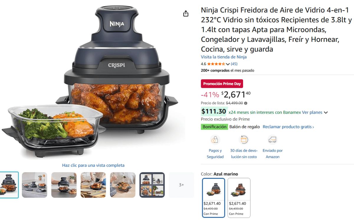 Freidora de Aire de Vidrio Ninja Crispi en Amazon (Foto: Amazon México)