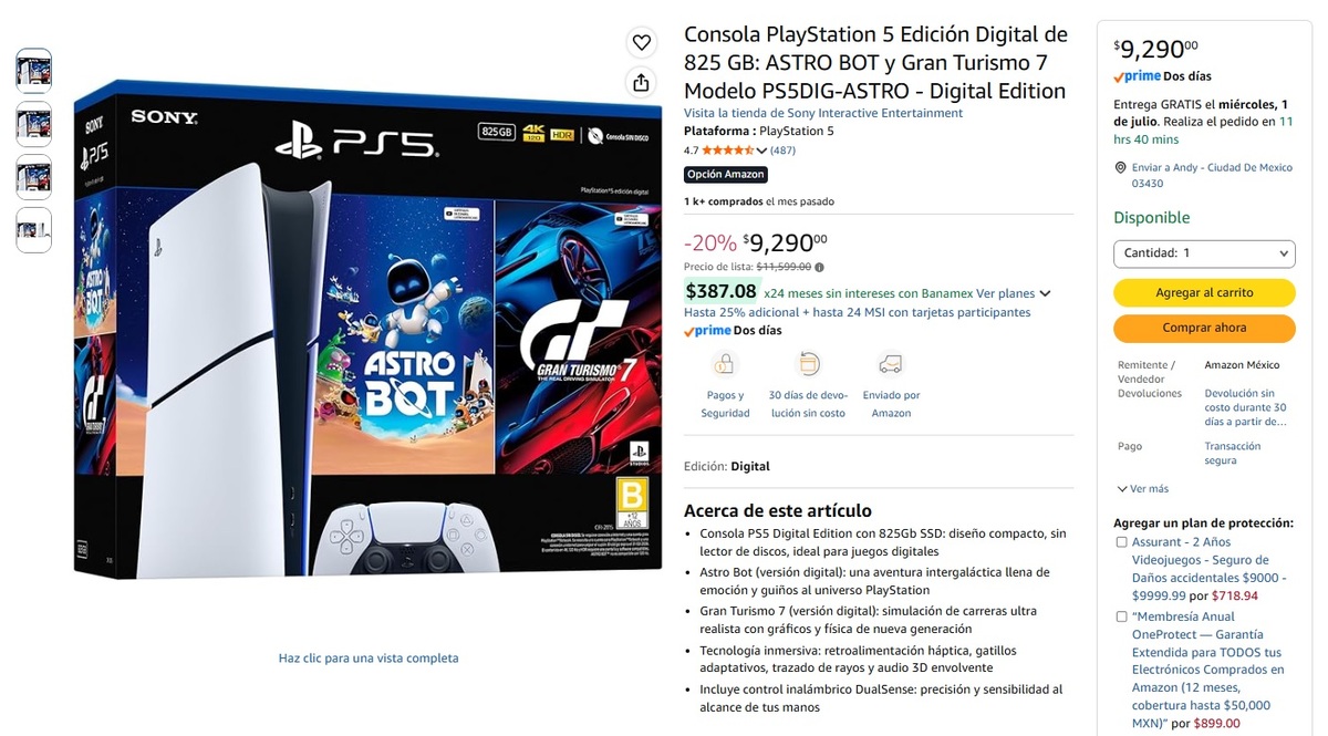 Amazon rebaja la PlayStation 5 por el Prime Day (Foto: Amazon)