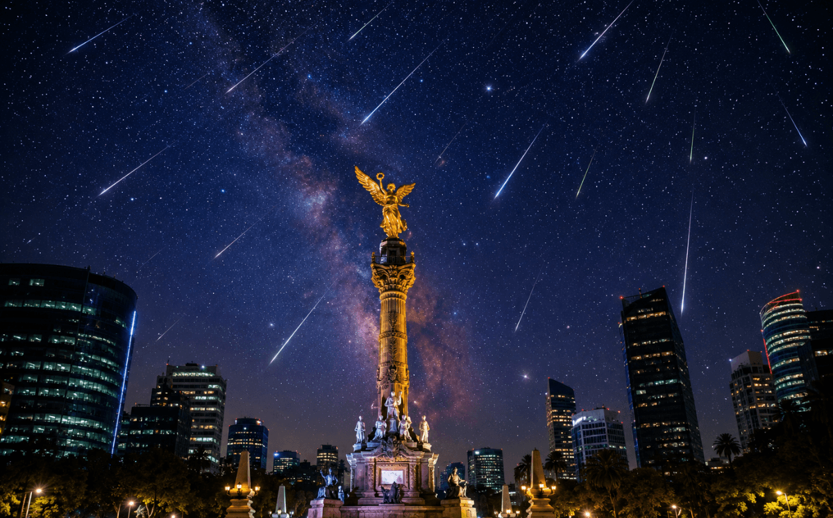 Lluvia de estrellas en México (Imagen IA)