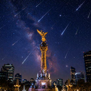 Lluvia de estrellas en México (Imagen IA)
