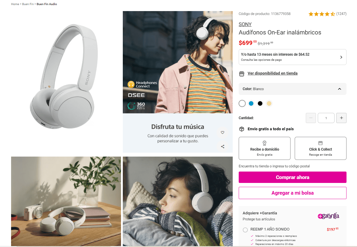 Audífonos Sony con descuento en Liverpool (Foto: Liverpool)