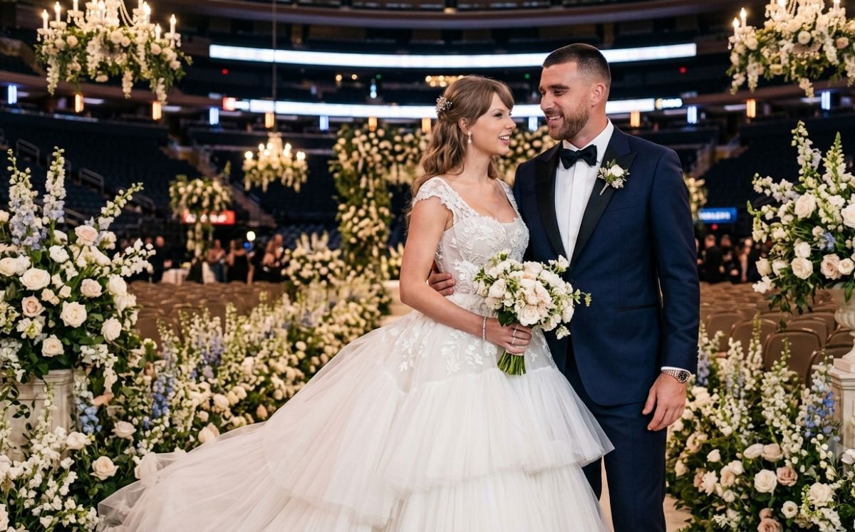 Taylor Swift y Travis Kelce se casan en el Madison Square Garden (Foto: IA)