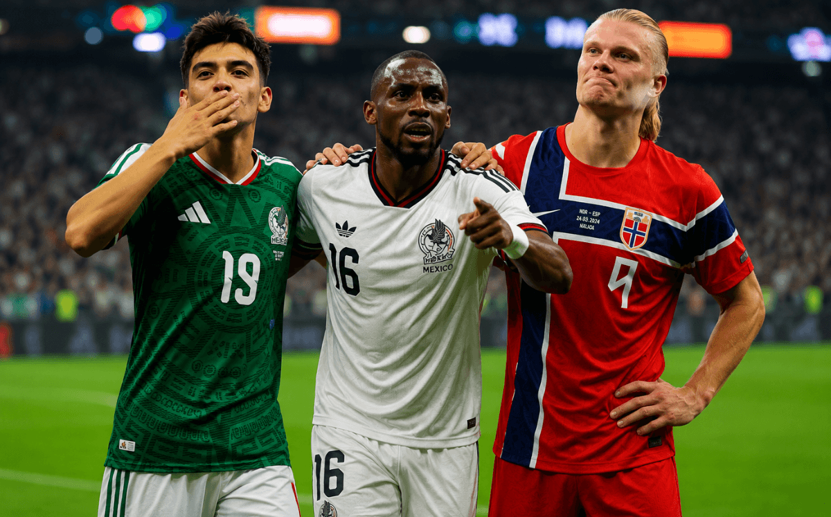 Gilberto Mora, Julian Quiñones y Erling Haaland (Imagen Getty/IA)