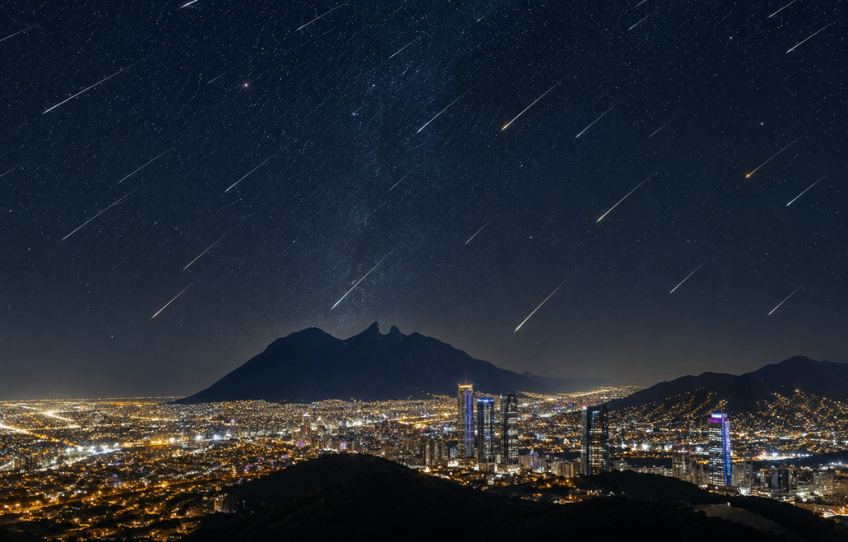 Lluvia de estrellas en Monterrey (Imagen IA)