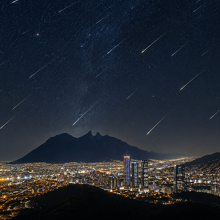 Lluvia de estrellas en Monterrey (Imagen IA)