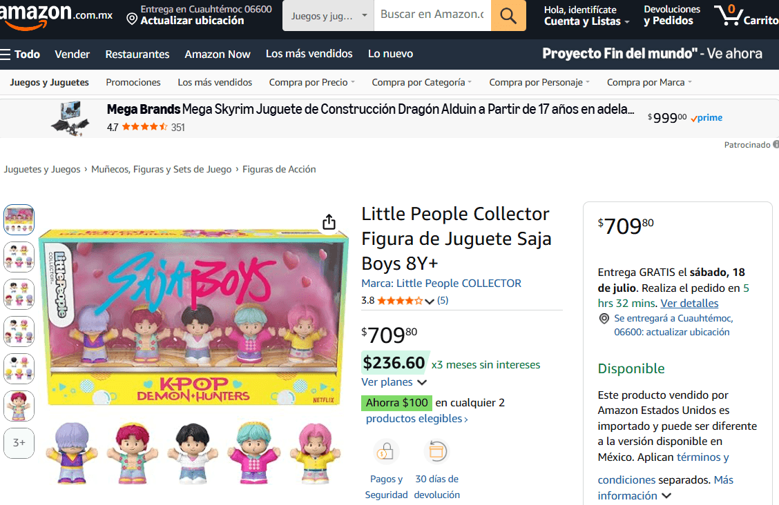 Set de los Saja Boys en Amazon (Foto: Amazon México)