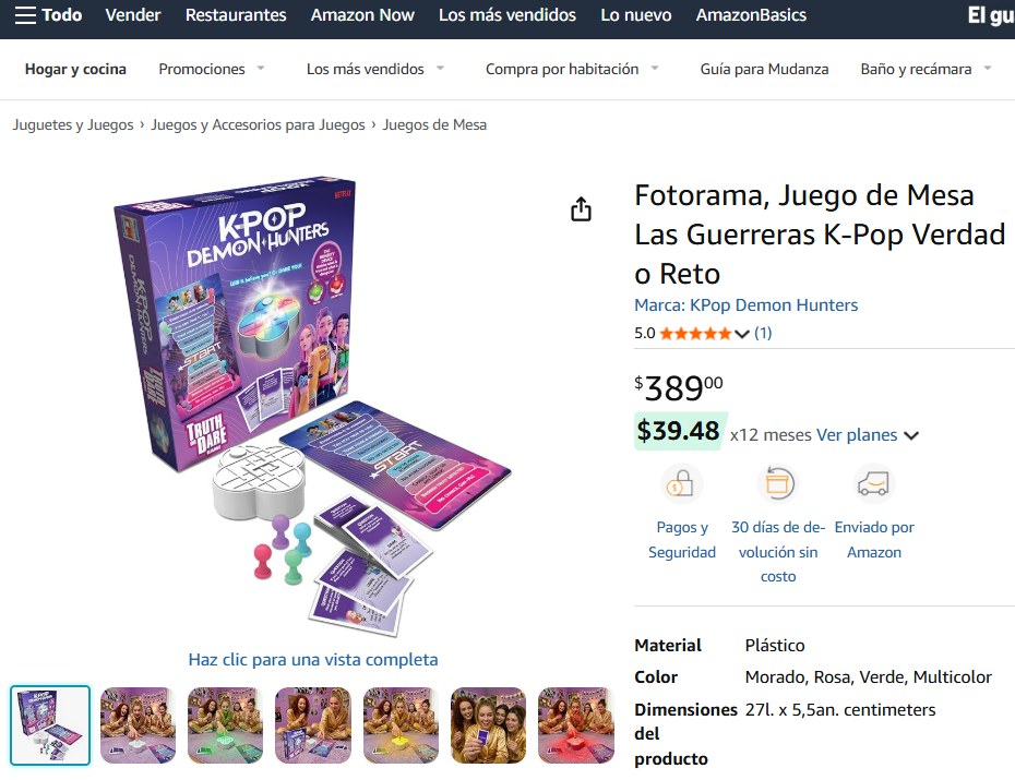 Juego de mesa de Fotorama inspirado en "Las Guerreras K-pop" en Amazon (Foto: Amazon México)