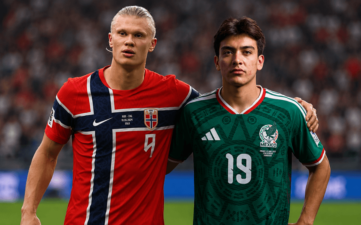 Erling Haaland y Gilberto Mora (Imagen IA/ Getty)